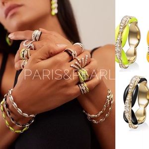 Neon Collection CZ 14kt GP Black Enamel Ring